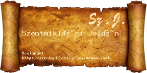 Szentmiklósi Jolán névjegykártya